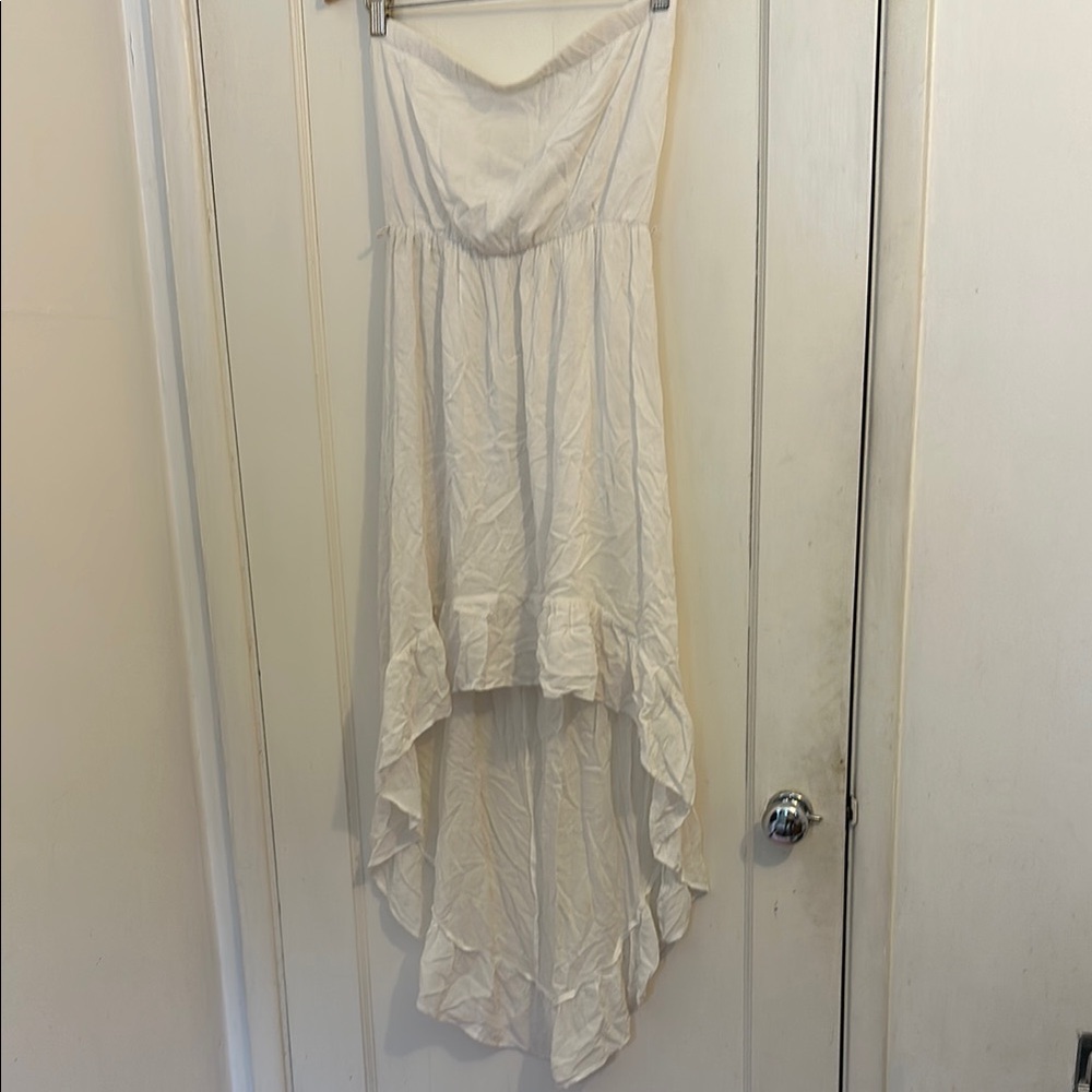 Blake Strapless White Hi-Low Dress
